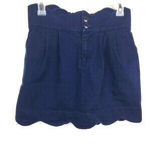 Anthropologie Kimchi Blue Mini Skirt Women Medium Scalloped Hem Blue